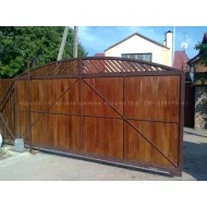 Откатные ворота (сварные) заполнение профнастил.