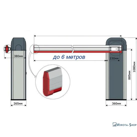 Електромеханічний шлагбаум AN-Motors ASB6000R KIT стріла 5,3 м