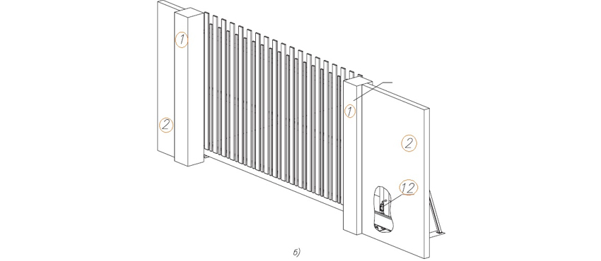 Схема установки сдвижных ворот Алютех адс 400