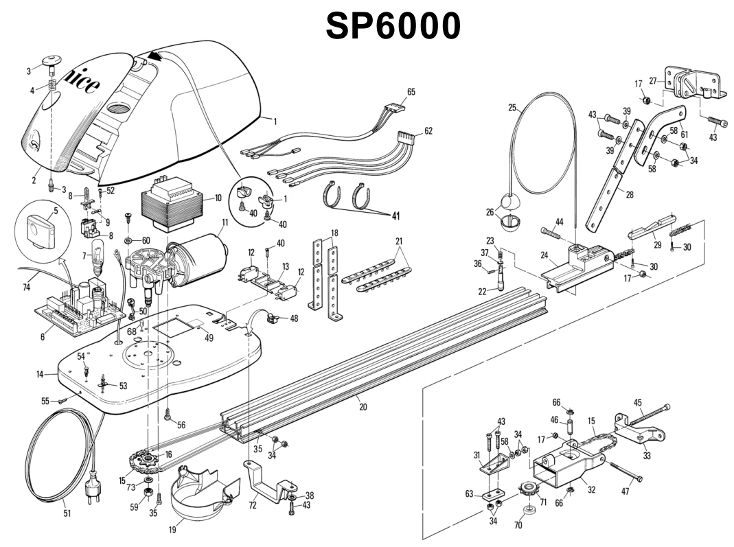 Сборочный чертеж привода Nice SP6000